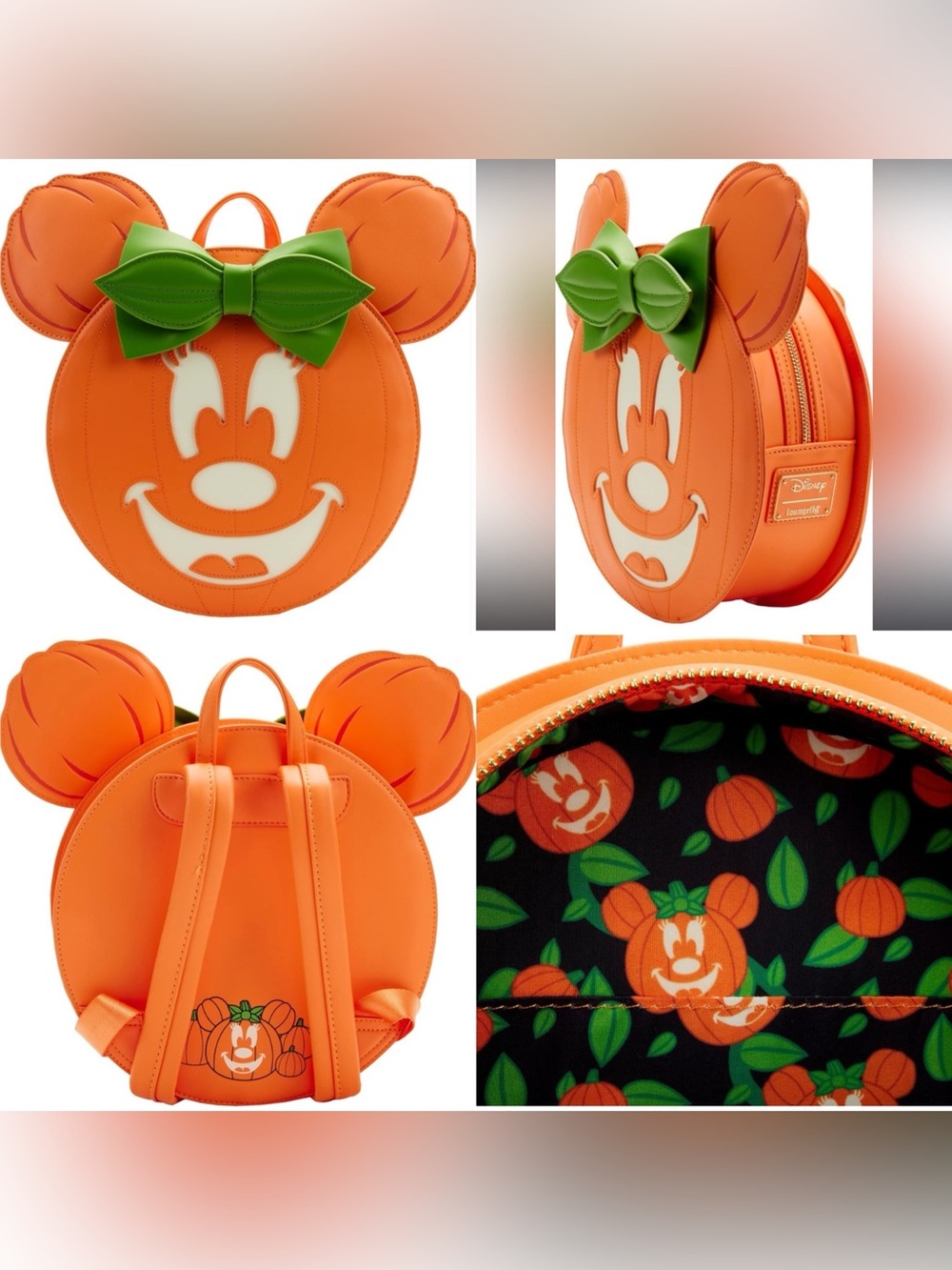 NWOT Loungefly Minnie Pumpkin Backpack+wallet SET - Picture 3 of 16